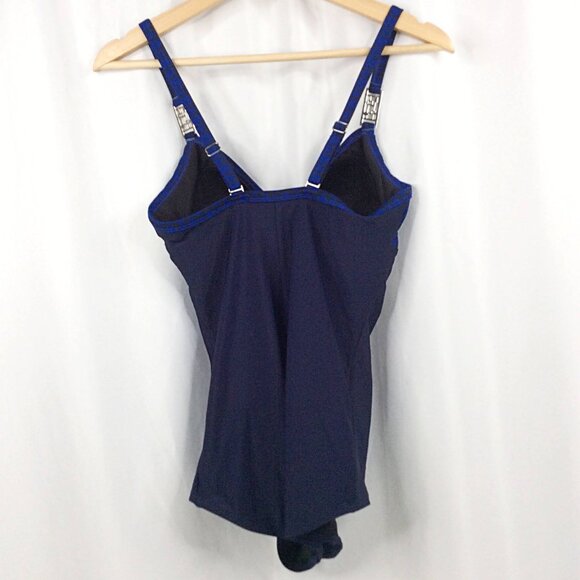 Silhouette Solution One Piece Swimsuit Womens Size 8 Navy Blue Tummy Control - Picture 2 of 8